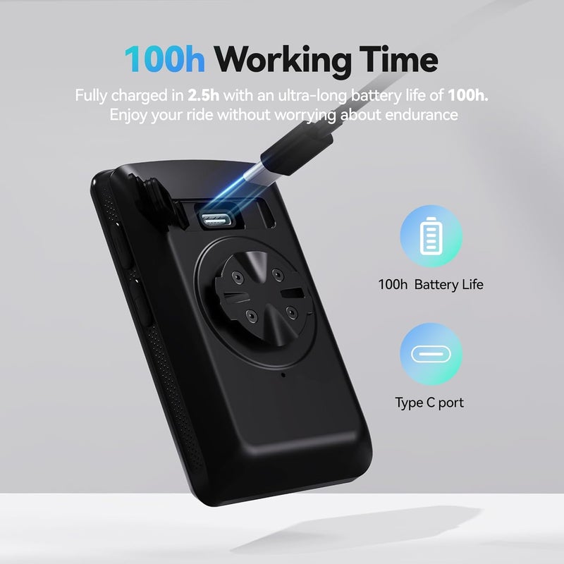 CYCPLUS Bike Computer GPS Wireless, ANT+ Cycling Computer GPS with Bluetooth, 2.8" LCD Screen,100+ Hours Battery Endurance Bike Speedometer with Auto Backlight IP67 Waterproof - Image 4